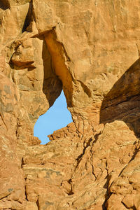 Low angle view of rock formation