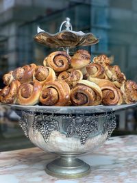 Close-up of dessert on table at store