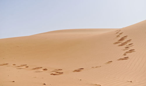 Scenic view of desert against clear sky