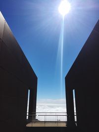 Low angle view of building against blue sky