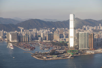 Aerial view of city at waterfront