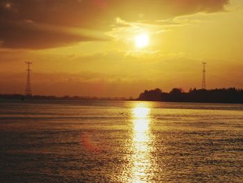 Scenic view of sunset over sea