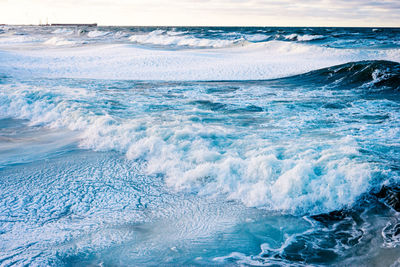 Ice blocks at frozen baltic sea in the winter