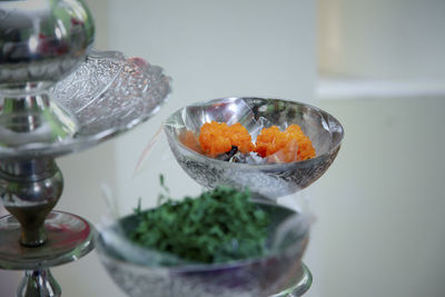 Close-up of juice in bowl on table