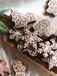 Close-up of gingerbread cookies on table