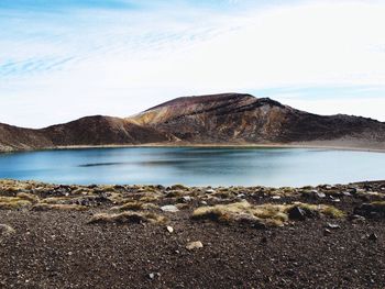 Scenic view of lake against sky