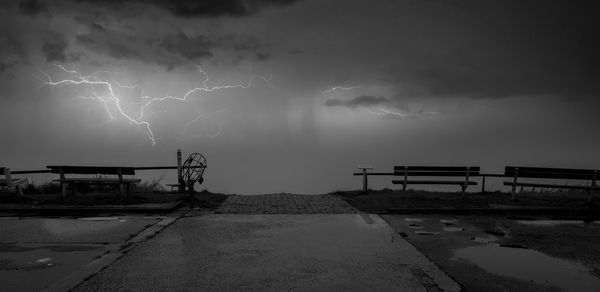 Panoramic view of lightning against sky at night