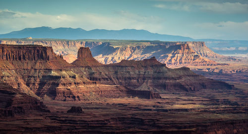 Panoramic view of rocks and mountains against sky