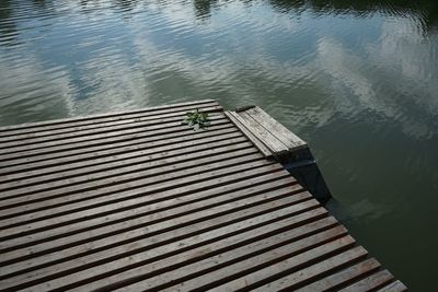 High angle view of pier on lake