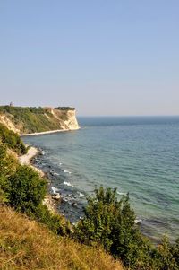 Scenic view of sea against clear sky