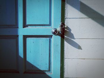 Closed door of house