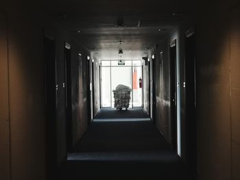 Rear view of corridor of building