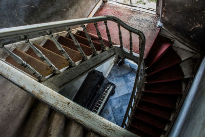 High angle view of spiral stairs