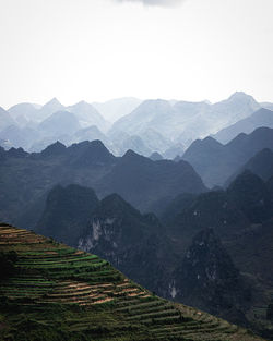 Scenic view of mountains against clear sky