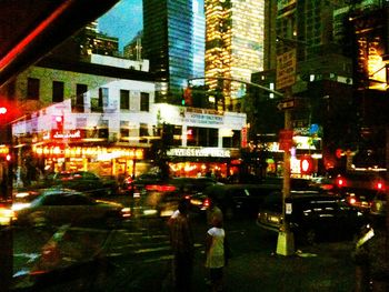 City street along buildings