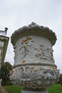 Low angle view of statue against sky