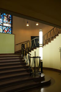 Illuminated staircase of building