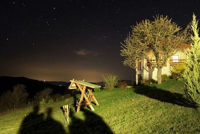 Trees on landscape at night