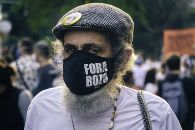 Portrait of man wearing mask