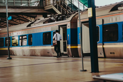 Train on railroad station platform