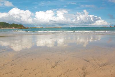 Scenic view of beach against sky