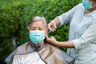 Portrait of woman with face mask