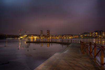 Illuminated city at night