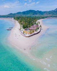 High angle view of beach against sky