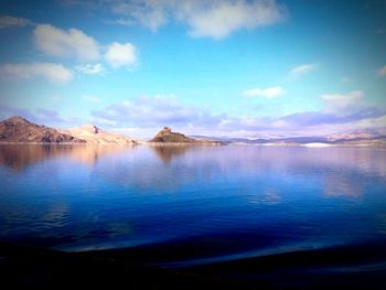 Scenic view of lake against sky