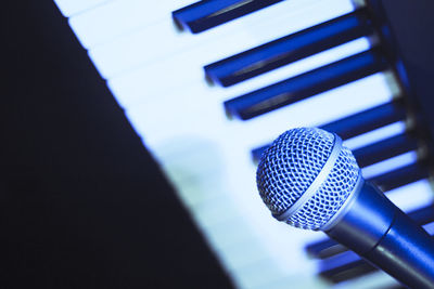 High angle view of piano keys