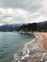 Scenic view of beach against sky