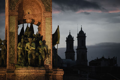 Republic monument and hagia triada greek orthodox church in taksim 