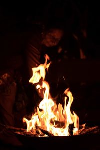 Close-up of bonfire at night