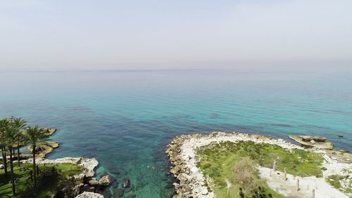 High angle view of sea against sky