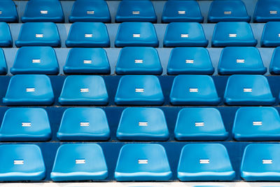 Full frame shot of blue seats