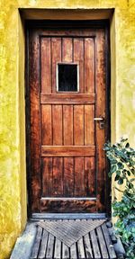 Closed door of house