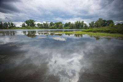 Scenic view of lake against sky