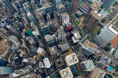 High angle view of city buildings