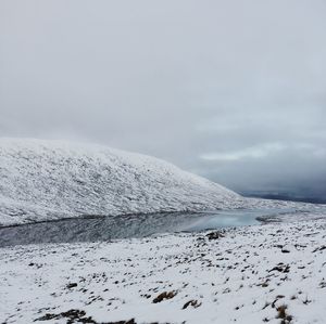 Scenic view of sea against sky during winter