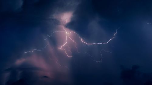 Low angle view of lightning in sky