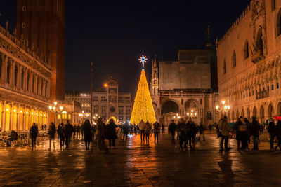 Night view of the christmas tree in san marco square