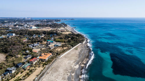 High angle view of beach against sky