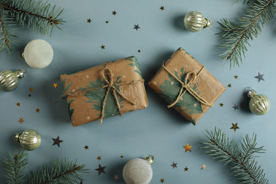 Christmas decorations on table