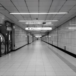 Interior of illuminated underground walkway