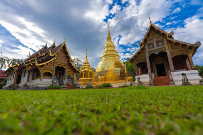 Exterior of temple against building