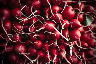 Full frame shot of cherries in market