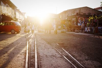 Railroad track at sunset