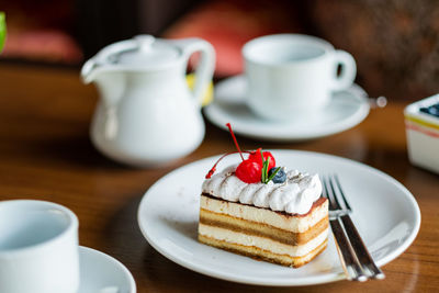 Close-up of dessert on table