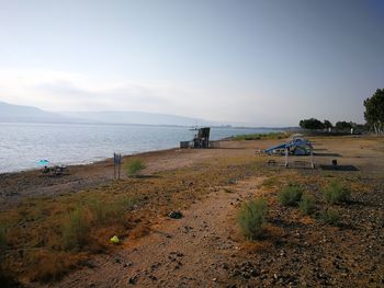 Scenic view of beach against sky