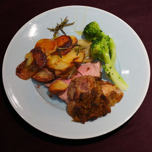 Close-up of meal served in plate